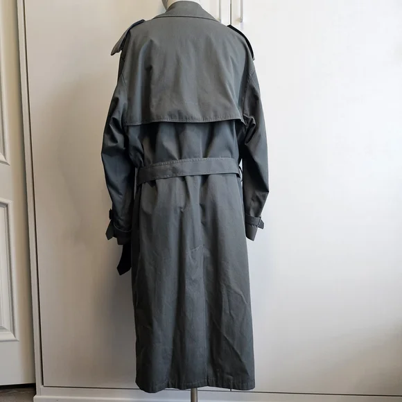 ❤️ VTG London Fog 40R Grey & Burgundy Trench Coat - Picture 6 of 15